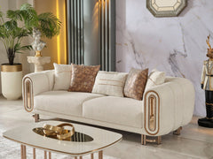 Bella Cream 3-pieces (Sofa & Loveseat & Chair) Living Room Set - Ornate Home