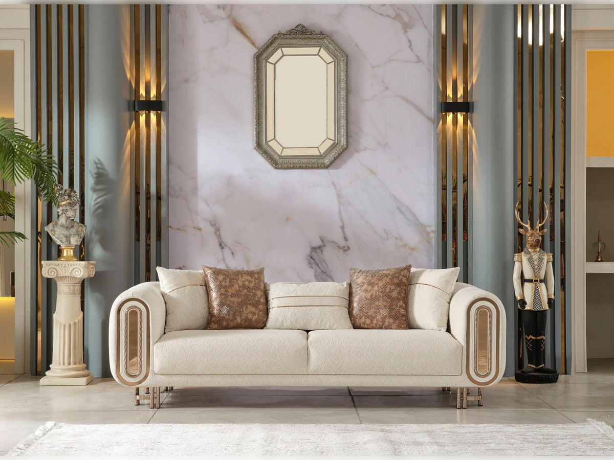 Bella Cream Stationary Loveseat - Ornate Home
