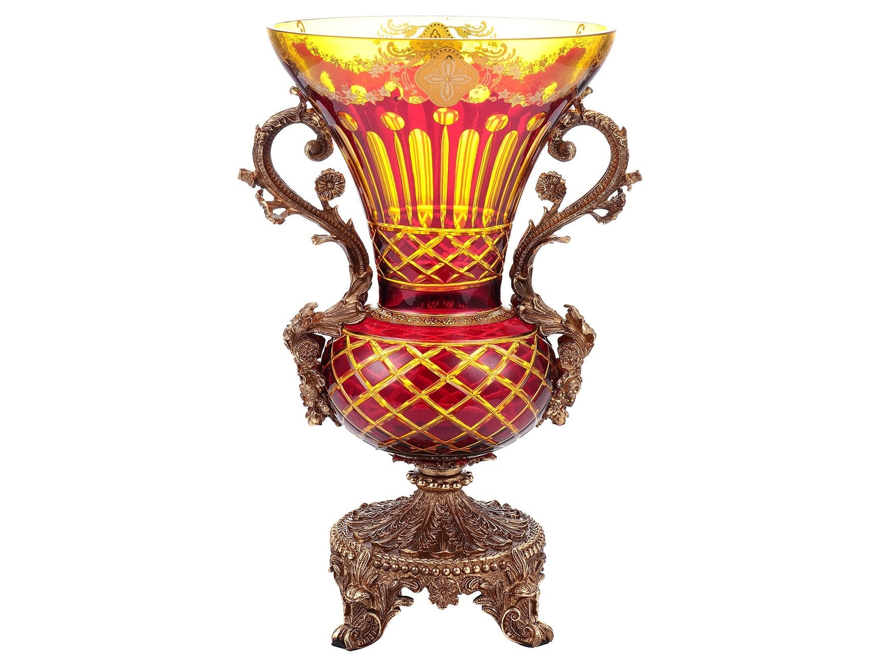 Bella Red & Yellow Vase  / HD-3014 - Ornate Home
