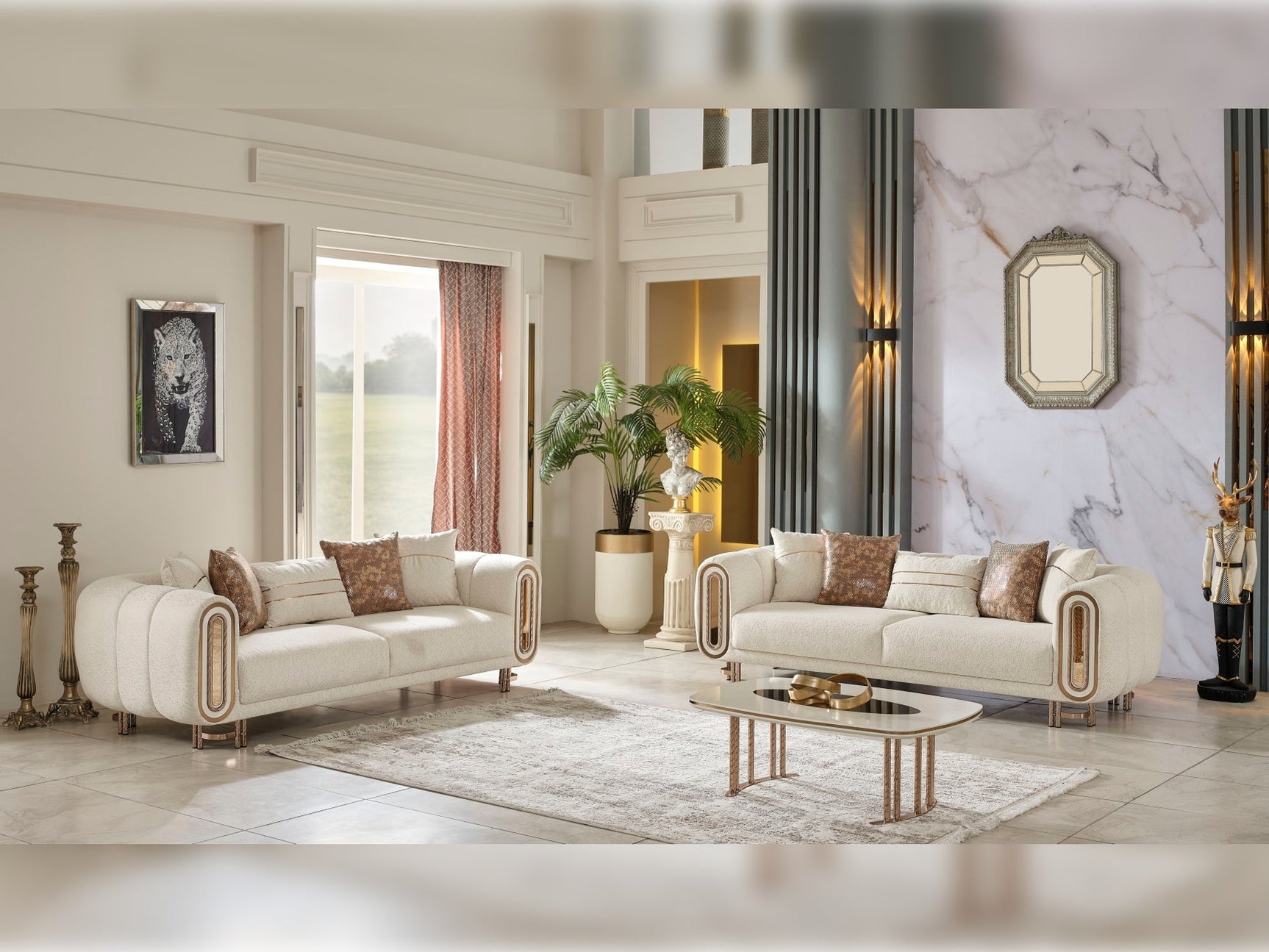 Bella Cream 3-pieces (Sofa & Loveseat & Chair) Living Room Set