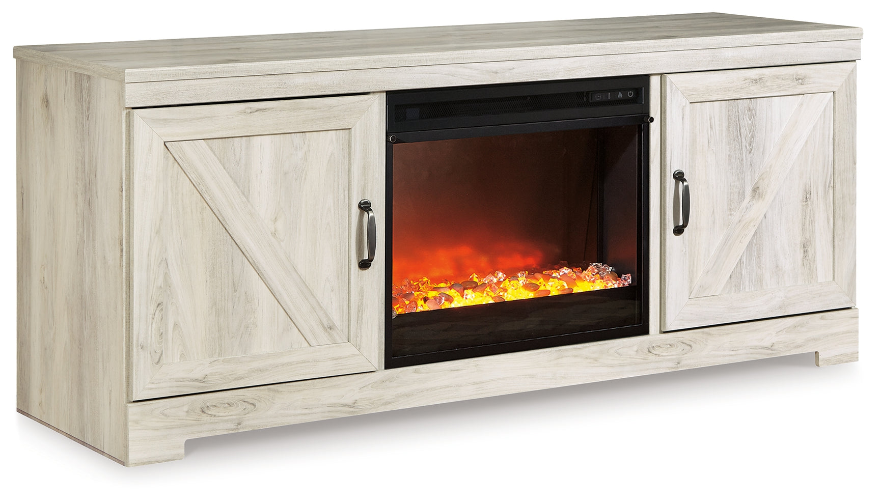 Bellaby Black 63" TV Stand with Fireplace - Ornate Home