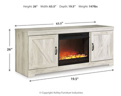 Bellaby Black 63" TV Stand with Fireplace - Ornate Home