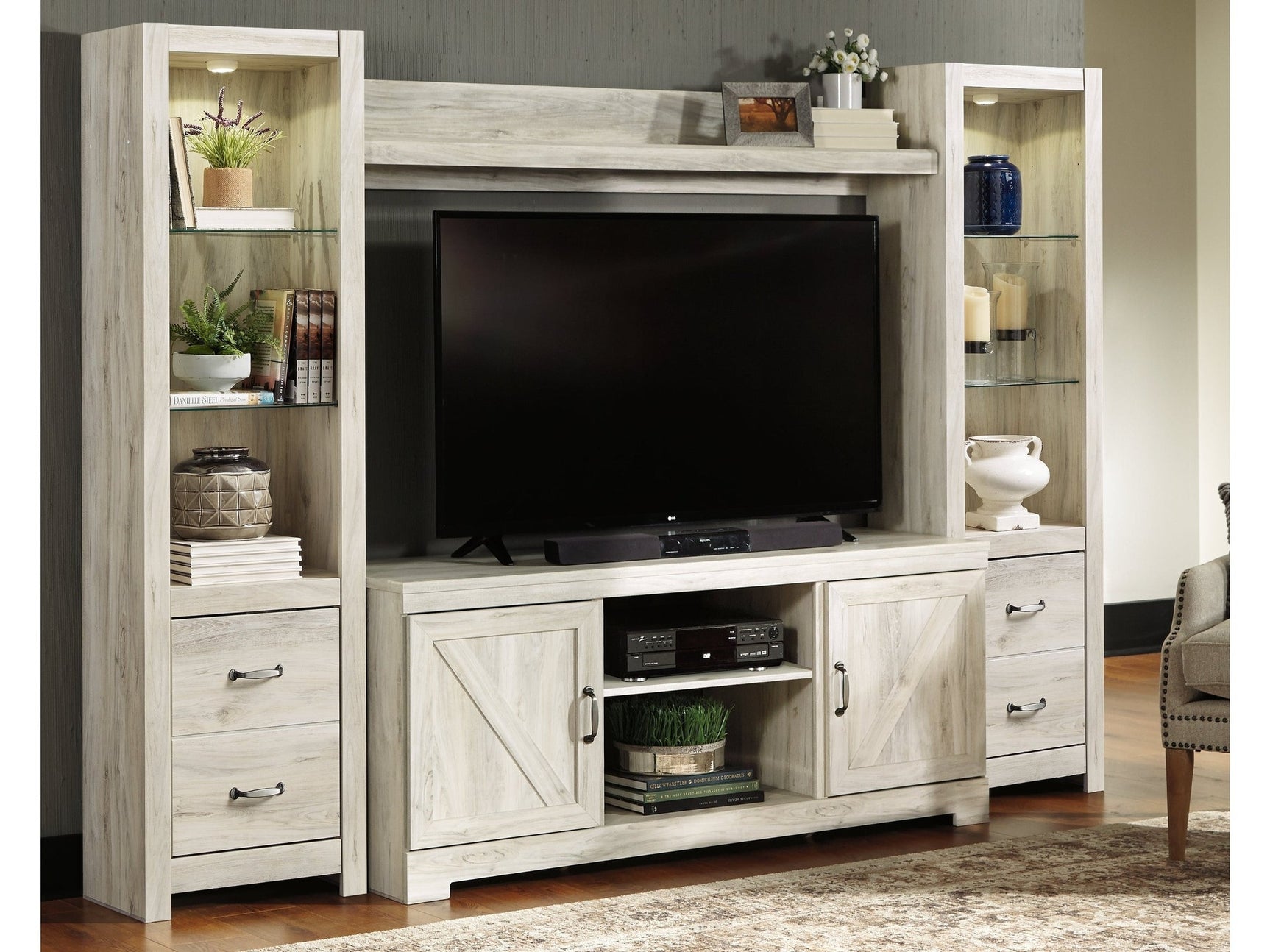 Bellaby Whitewash 4-Piece Entertainment Center (Online Special Price) - Ornate Home