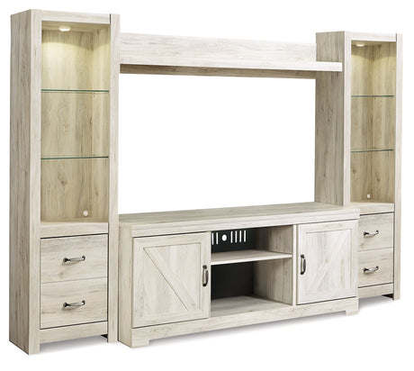Bellaby Whitewash 4-Piece Entertainment Center - Ornate Home