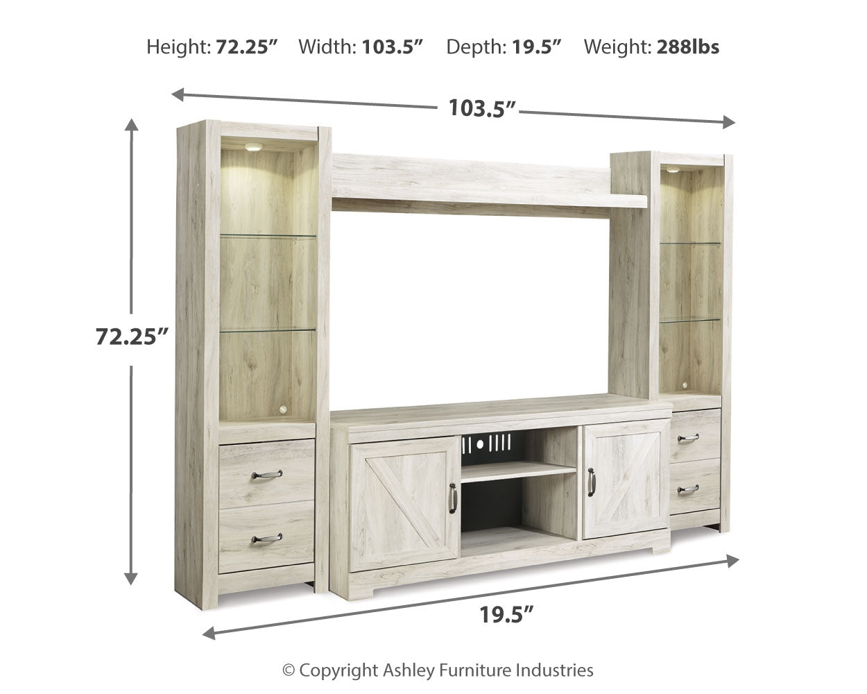 Bellaby Whitewash 4-Piece Entertainment Center - Ornate Home