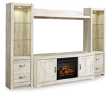 Bellaby Whitewash 4-Piece Entertainment Center with Electric Fireplace (Online Special Price) - Ornate Home