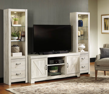 Bellaby Whitewash 63" TV Stand w/Fireplace Option - Ornate Home
