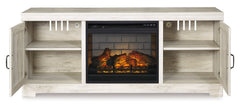 Bellaby Whitewash 63" TV Stand w/Fireplace Option - Ornate Home