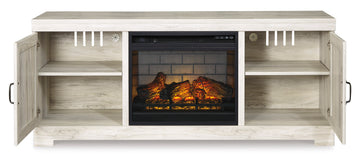 Bellaby Whitewash 63" TV Stand w/Fireplace Option - Ornate Home