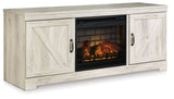 Bellaby Whitewash 63" TV Stand with Electric Fireplace (Online Special Price) - Ornate Home