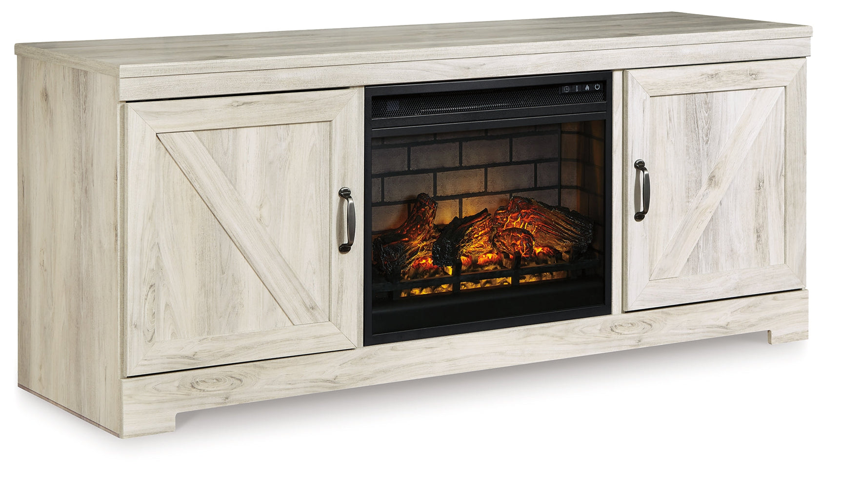 Bellaby Whitewash 63" TV Stand with Electric Fireplace (Online Special Price) - Ornate Home