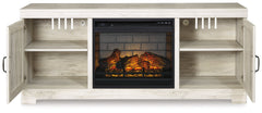 Bellaby Whitewash 63" TV Stand with Electric Fireplace - Ornate Home