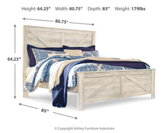 Bellaby Whitewash King Crossbuck Panel Bed - Ornate Home