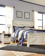 Bellaby Whitewash King Crossbuck Panel Bed - Ornate Home