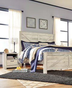 Bellaby Whitewash King Crossbuck Panel Bed - Ornate Home