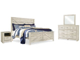 Bellaby Whitewash King Crossbuck Panel Bedroom Set with Dresser, Mirror, and Nightstand (Online Special Price) - Ornate Home