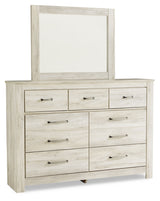 Bellaby Whitewash King Crossbuck Panel Bedroom Set with Dresser, Mirror, and Nightstand - Ornate Home