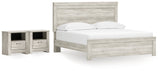 Bellaby Whitewash King Panel Bed and 2 Nightstands - Ornate Home
