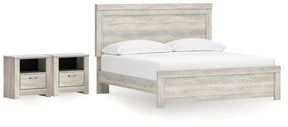 Bellaby Whitewash King Panel Bed and 2 Nightstands - Ornate Home