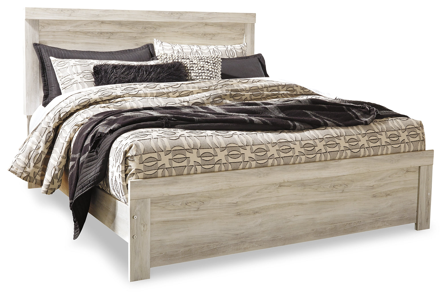 Bellaby Whitewash King Panel Bed and 2 Nightstands - Ornate Home