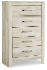 Bellaby Whitewash King Panel Bedroom Set with Dresser, Mirror, Chest and 2 Nightstands - Ornate Home