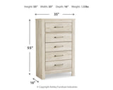 Bellaby Whitewash King Panel Bedroom Set with Dresser, Mirror, Chest and 2 Nightstands - Ornate Home
