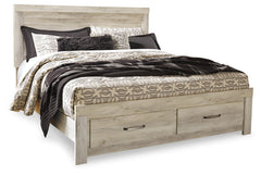Bellaby Whitewash King Panel Storage Bedroom Set with Dresser, Mirror and 2 Nightstands - Ornate Home