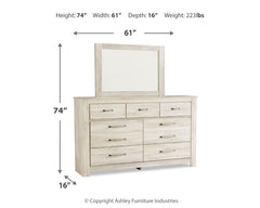 Bellaby Whitewash King Panel Storage Bedroom Set with Dresser, Mirror and 2 Nightstands - Ornate Home