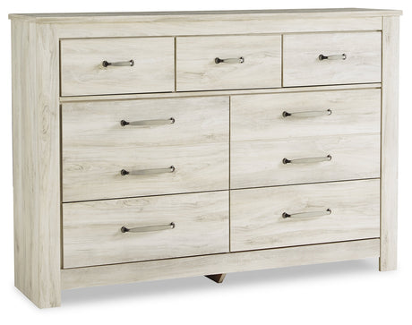 Bellaby Whitewash King Panel Storage Bedroom Set with Dresser, Mirror and Nightstand - Ornate Home