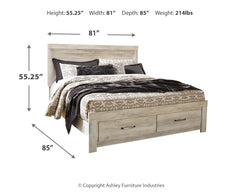 Bellaby Whitewash King Panel Storage Bedroom Set with Dresser, Mirror and Nightstand - Ornate Home