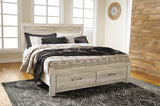 Bellaby Whitewash King Storage Bed & 2 Nightstands (Online Special Price) - Ornate Home