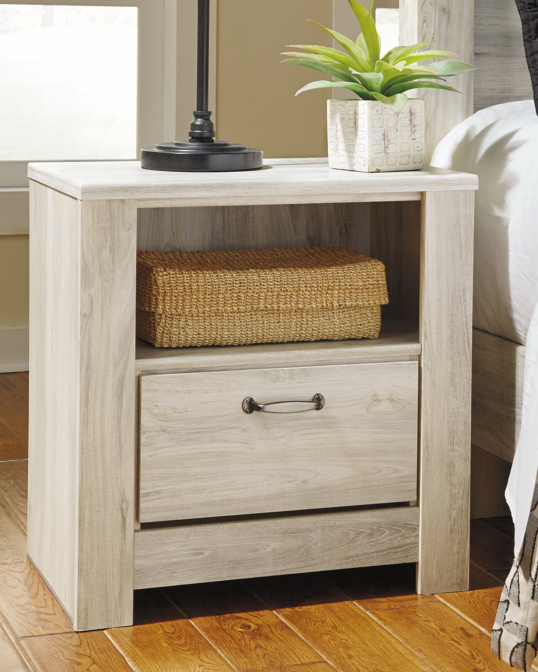 Bellaby Whitewash King Storage Bed & 2 Nightstands (Online Special Price) - Ornate Home