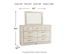 Bellaby Whitewash King Storage Bedroom Set with Dresser, Mirror, Chest and 2 Nightstands - Ornate Home