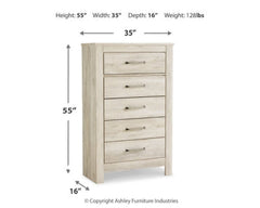 Bellaby Whitewash King Storage Bedroom Set with Dresser, Mirror, Chest and 2 Nightstands - Ornate Home