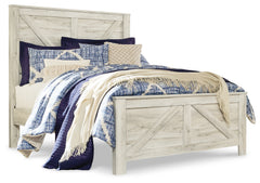 Bellaby Whitewash Queen Crossbuck Panel Bed, Dresser and Mirror - Ornate Home