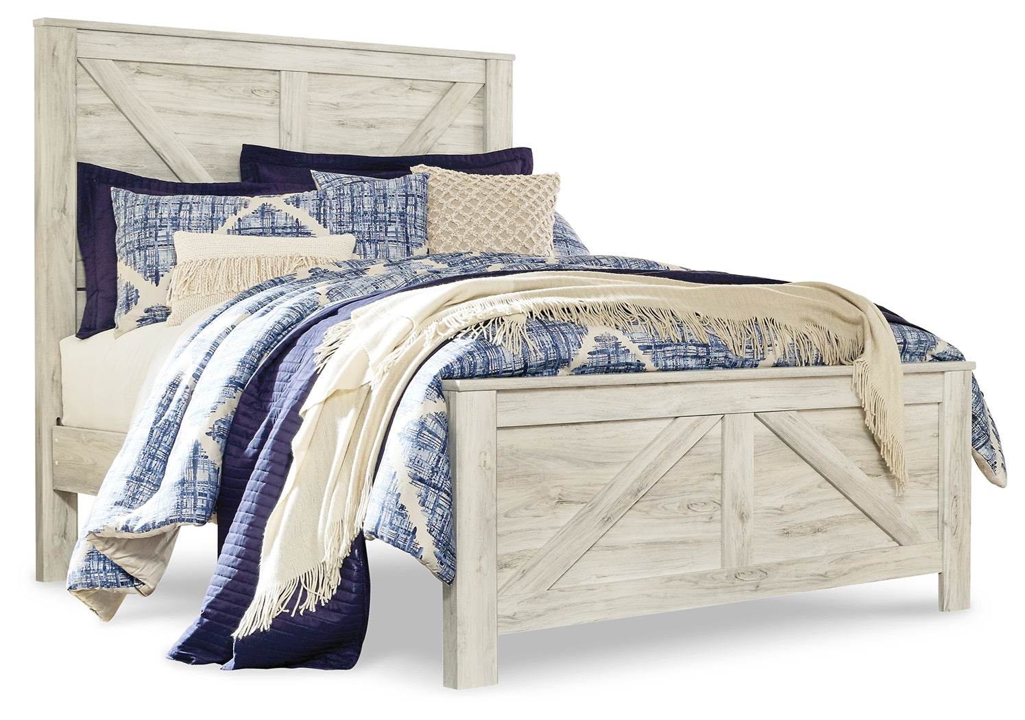 Bellaby Whitewash Queen Crossbuck Panel Bed - Ornate Home