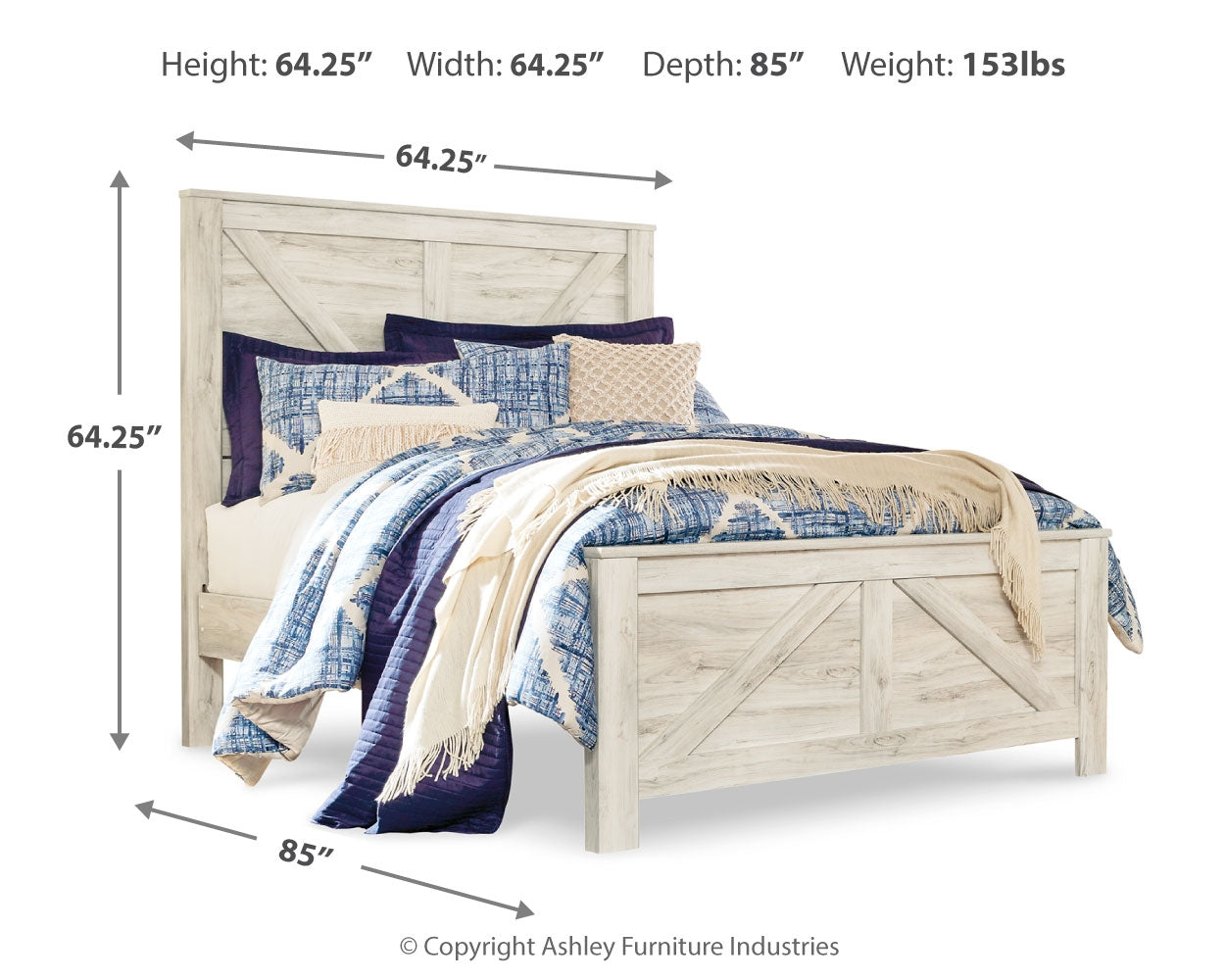 Bellaby Whitewash Queen Crossbuck Panel Bed - Ornate Home