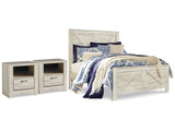 Bellaby Whitewash Queen Crossbuck Panel Bedroom Set with 2 Nightstands - Ornate Home