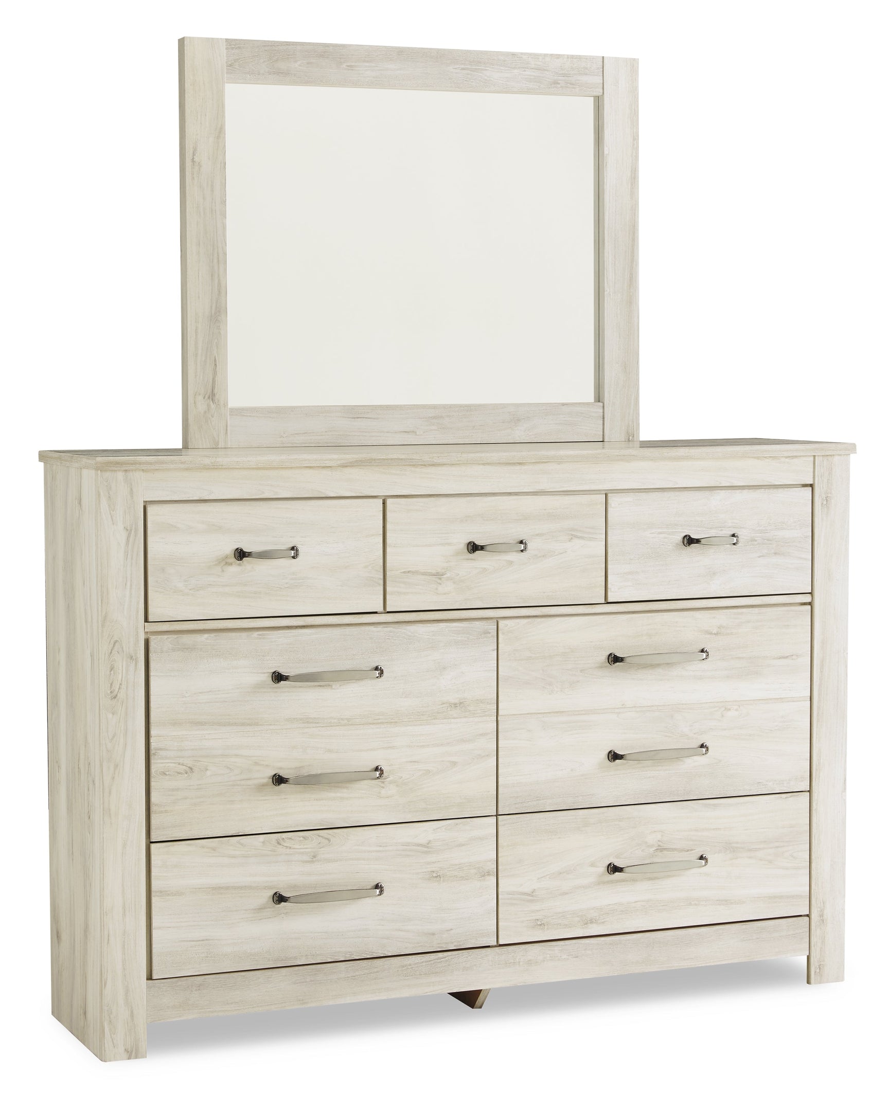 Bellaby Whitewash Queen Crossbuck Panel Bedroom Set with Dresser, Mirror and 2 Nightstands (Online Special Price) - Ornate Home