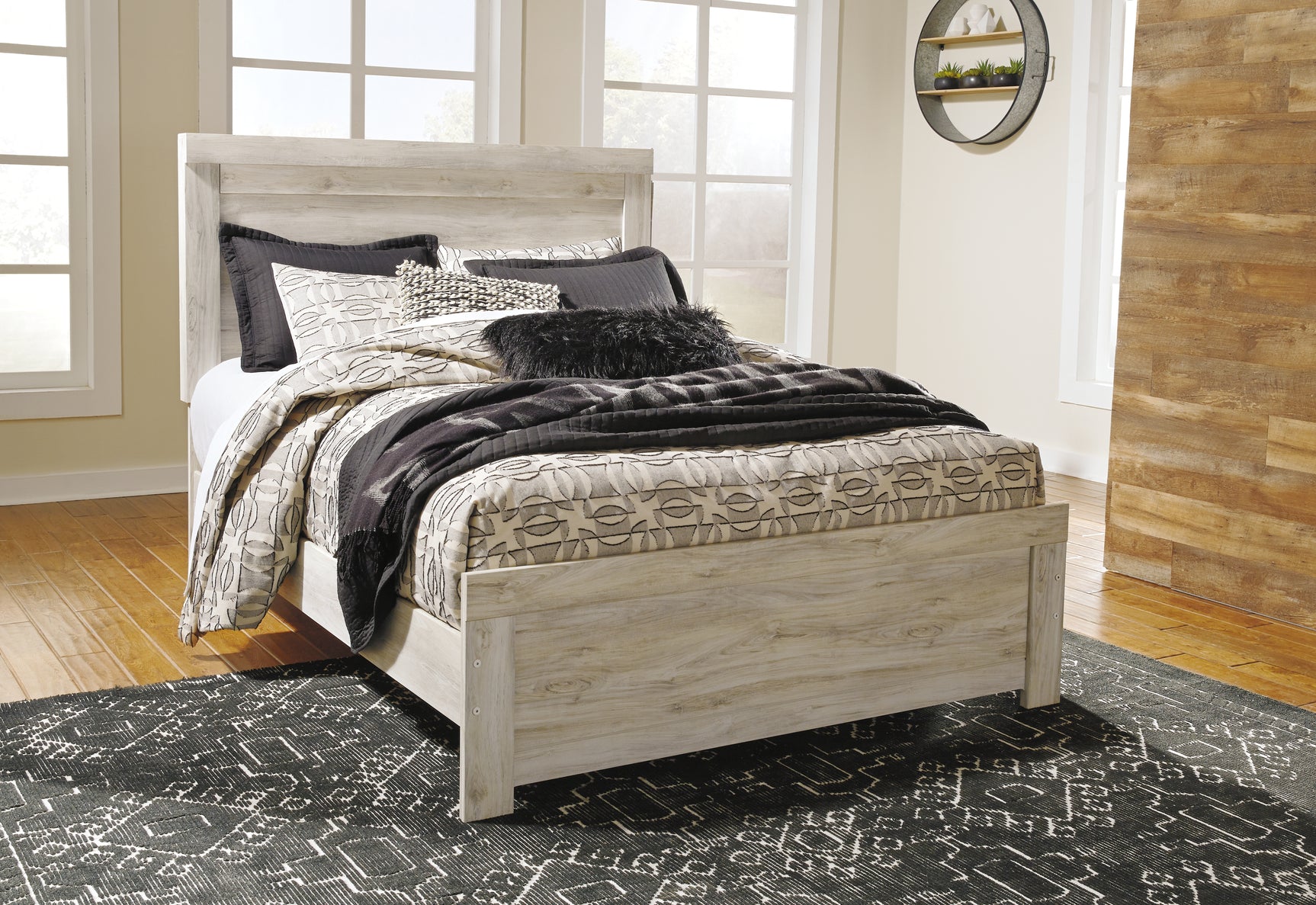 Bellaby Whitewash Queen Panel Bed, Dresser and Mirror - Ornate Home