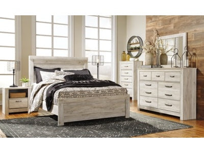 Bellaby Whitewash Queen Panel Bedroom Set with Dresser, Mirror, Chest and 2 Nightstands (Online Special Price) - Ornate Home