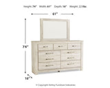 Bellaby Whitewash Queen Panel Bedroom Set with Dresser, Mirror, Chest and 2 Nightstands - Ornate Home