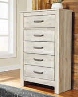 Bellaby Whitewash Queen Panel Bedroom Set with Dresser, Mirror, Chest and 2 Nightstands - Ornate Home