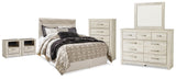 Bellaby Whitewash Queen Panel Headboard, Dresser, Mirror, Chest and 2 Nightstands - Ornate Home