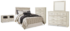 Bellaby Whitewash Queen Panel Headboard, Dresser, Mirror, Chest and 2 Nightstands - Ornate Home