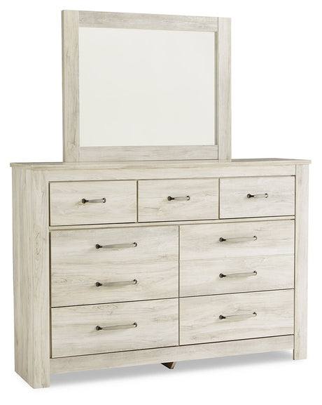 Bellaby Whitewash Queen Panel Storage Bedroom Set with Dresser, Mirror and Nightstand - Ornate Home