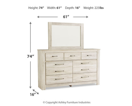 Bellaby Whitewash Queen Panel Storage Bedroom Set with Dresser, Mirror and Nightstand - Ornate Home