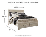 Bellaby Whitewash Queen Platform Bed with 2 Storage Drawers - Ornate Home