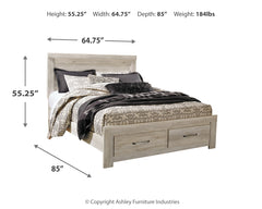Bellaby Whitewash Queen Platform Bed with 2 Storage Drawers - Ornate Home