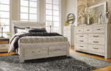 Bellaby Whitewash Queen Platform Bed with 2 Storage Drawers - Ornate Home